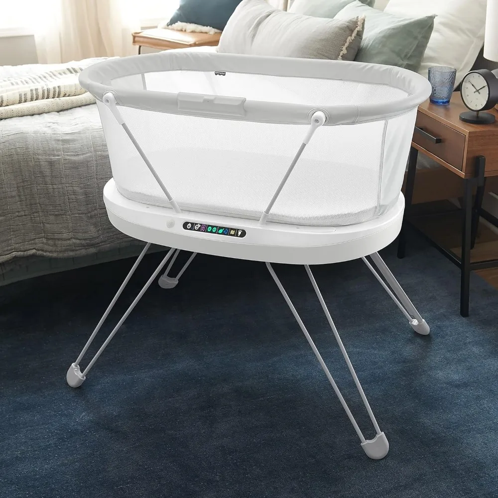 BABY Bedside Sleeper Luminate Bassinet with Sound Detection Plus Customizable Lights Music and Sounds