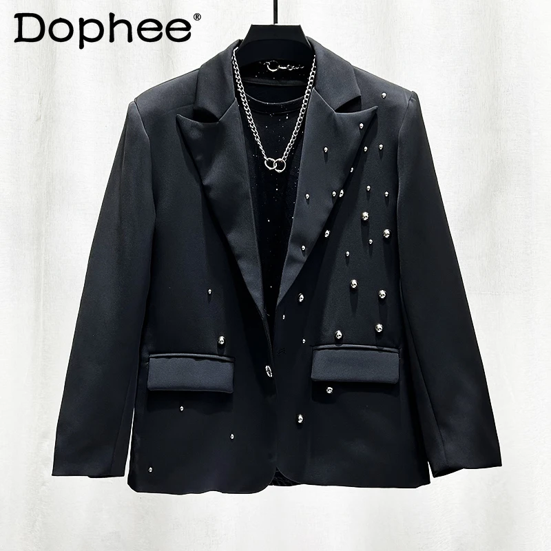 

2024 Spring New Blazers Personality Fashion Starry Sky Rivet High-End Blazer Men's Trendy Loose-Fitting Comfort Casual Suit Coat