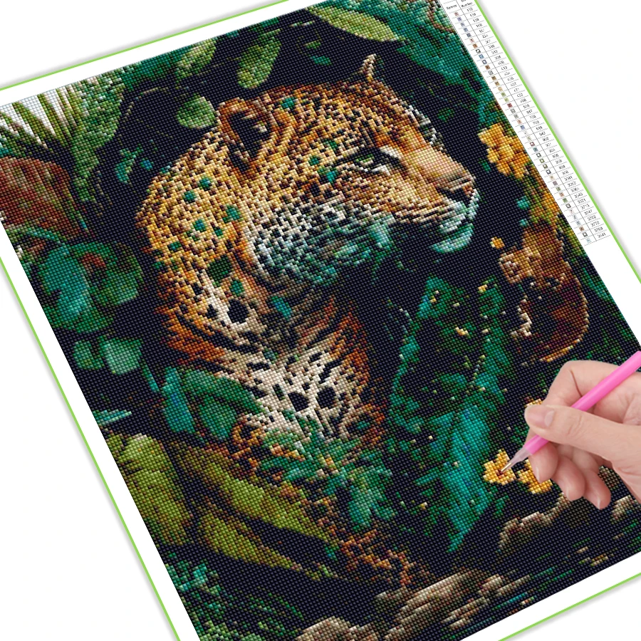 Fullcang Jungle Animals Diamond Painting Complete Kits New Collection Leopard Diy Full Rhinestone Art Mosaic Embroidery Picture