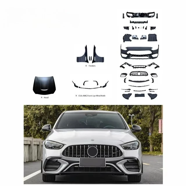 

Комплект обвеса C63 для Mercedes-Benz W206 C-класса: передний и задний бамперы, передний сплиттер, решетка радиатора, спойлер, капот, крылья