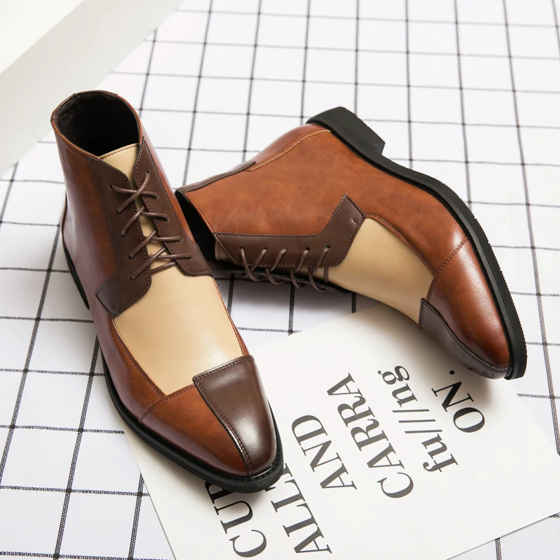 

Handmade Mens Leather Designer Autumn Winter Luxury Snow Boots for Men Casual Brand Male Dress Shoes Footwear Plus Size 38~48