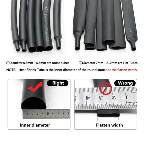 Imagen 2 del producto Protector de Cable de tubo termorretráctil de 1 metro, envoltura 2:1 negra, 1/2/3/4/5/6/8/10/20/30/50mm, funda de Cable termorretráctil