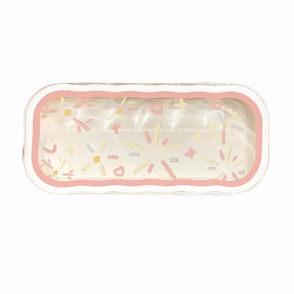 

Plastic Glasses Case Visible Transparent Sunglasses Storage Box Portable Flower Pattern Glasses Protective Case