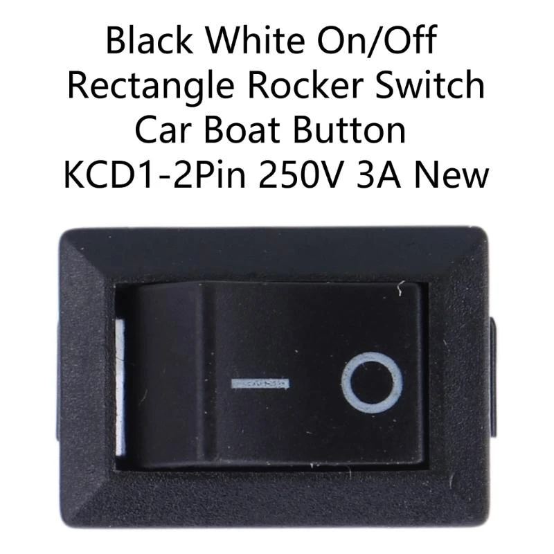 F92C Zwart Wit aan/uit Rechthoek Auto Boat-knop KCD1-2PIN 250V 3A NIEUW