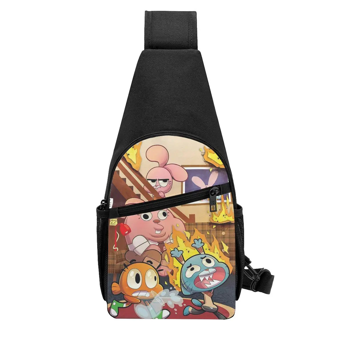 The Amazing World Of Gumball Cartoon Chest Bag Men Sling Crossbody Backpack Chest Bag Travel Hiking Daypack Shoulder Bag