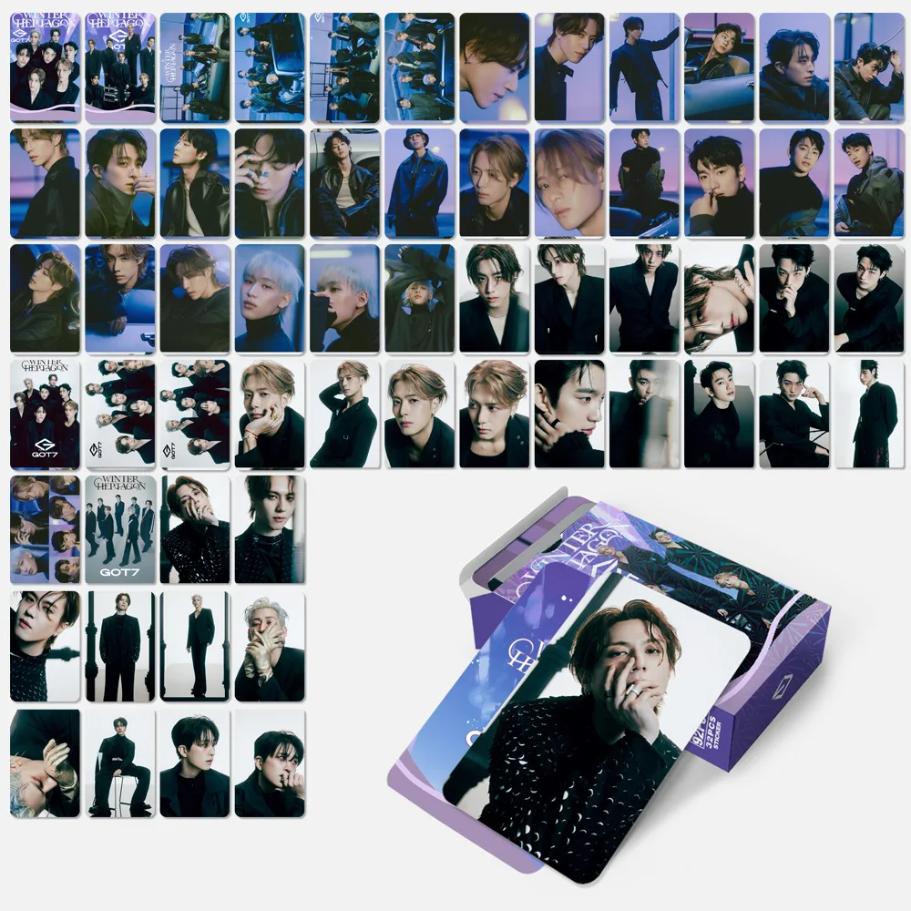 92Pcs/Set GOT7 Idol New Album WINTERHEPTAGON Lomo Cards Jackson Jay B JinYoung Mark HD Printd Photocards And Sticker Fans Gift