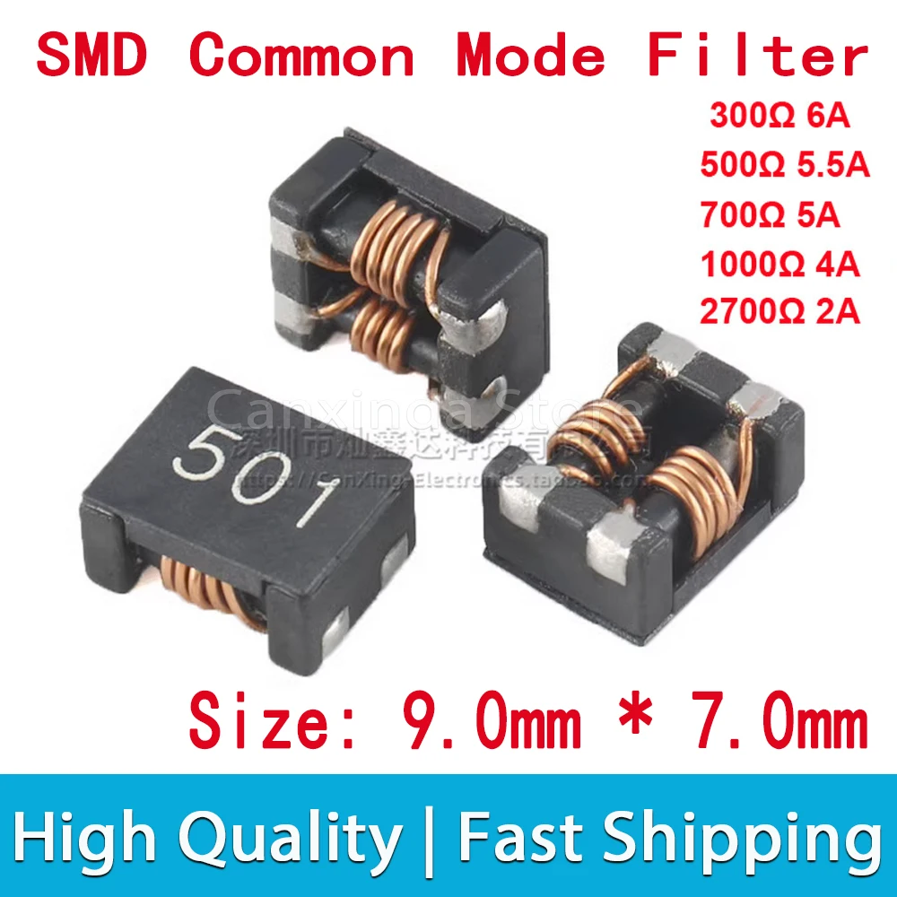 5pcs ACM9070 SMD Common Mode Filter For Power Line 300ohm 500ohm 700ohm 1000ohm 4A 5A 6A Current Inductor Choke Coil 9x7mm