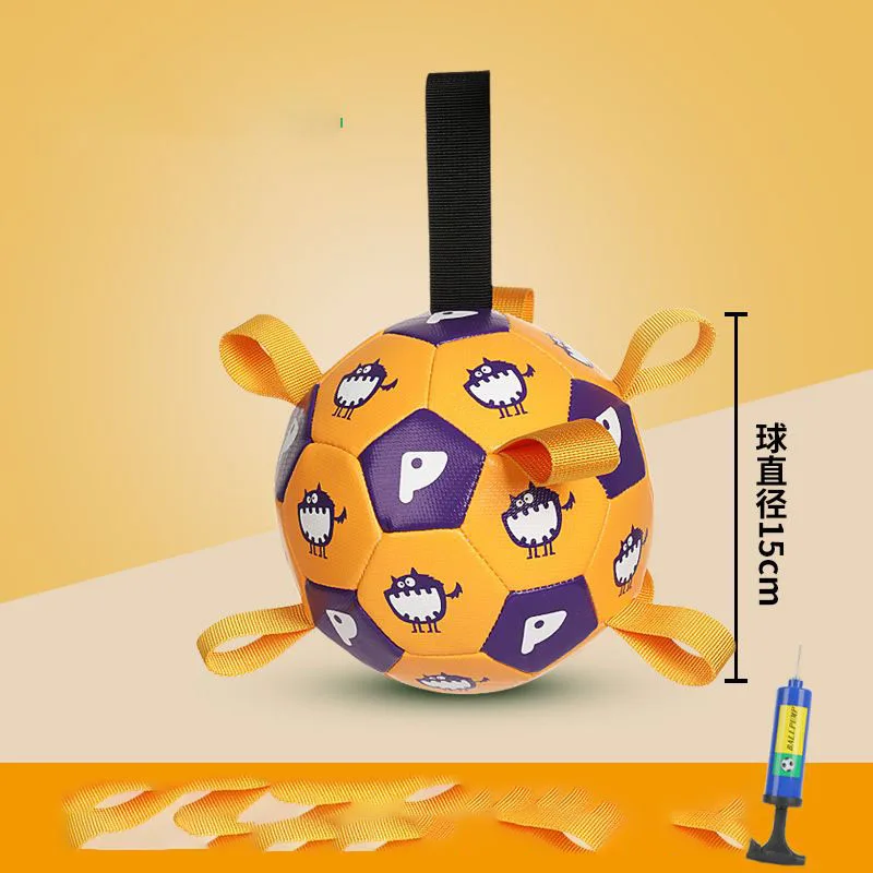 Durable Dog Soccer Ball Toy with Ribbons Interactive Pet Chew Toy for Small Medium Dogs Bite Resistant Training Ball Outdoor Toy view 5