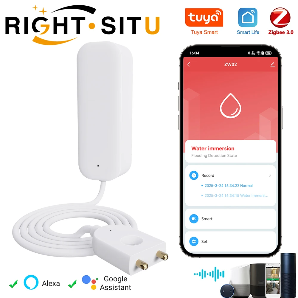 

Приложение дистанционного управления работает с Alexa Smart Life Яндекс Алиса Tuya Zigbee 3.0 Датчик утечки воды