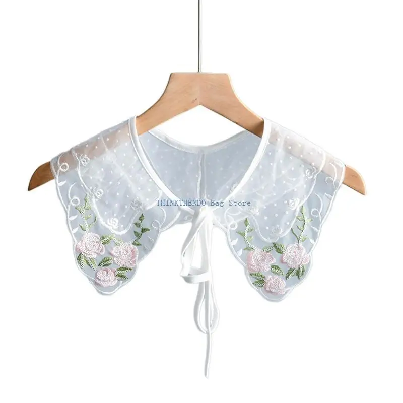 340D طوق كاذبة الأزهار تقليم ديكي طوق انفصال طوق سهلة لارتداء المرأة التطريز طوق Venise الدانتيل يصل العنق