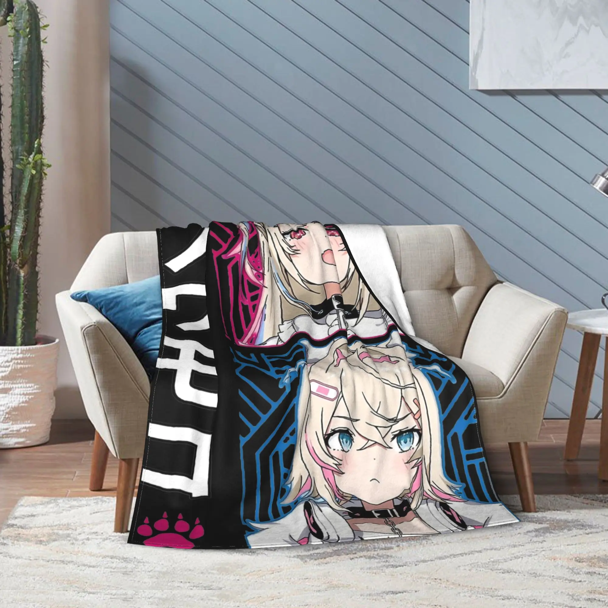 Fuwamoco Advent Hololive Gift Blanket For Men Women Warm Cozy Fluffy Fuwawa Mococo Throw Blankets for Bed Multiple Sizes