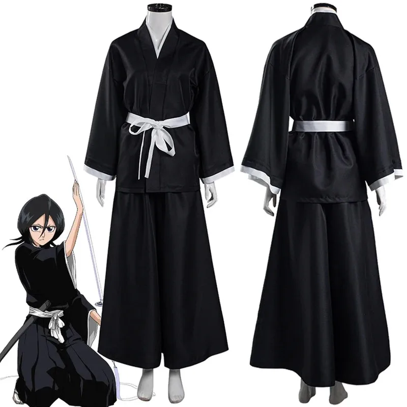 

Kuchiki Rukia Cosplay Fantasy Black Kimono Anime Blieach Costume Disguise Women Roleplay Fantasia Outfits Female Halloween Cloth