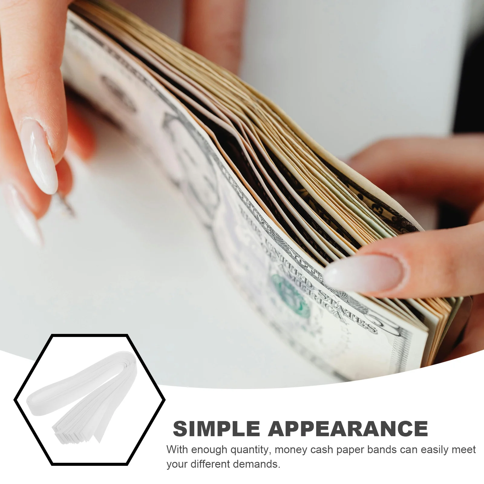 40 Pcs Money Organizer for Cash Banknote Paper Wraps Bundle of White Convenient Straps