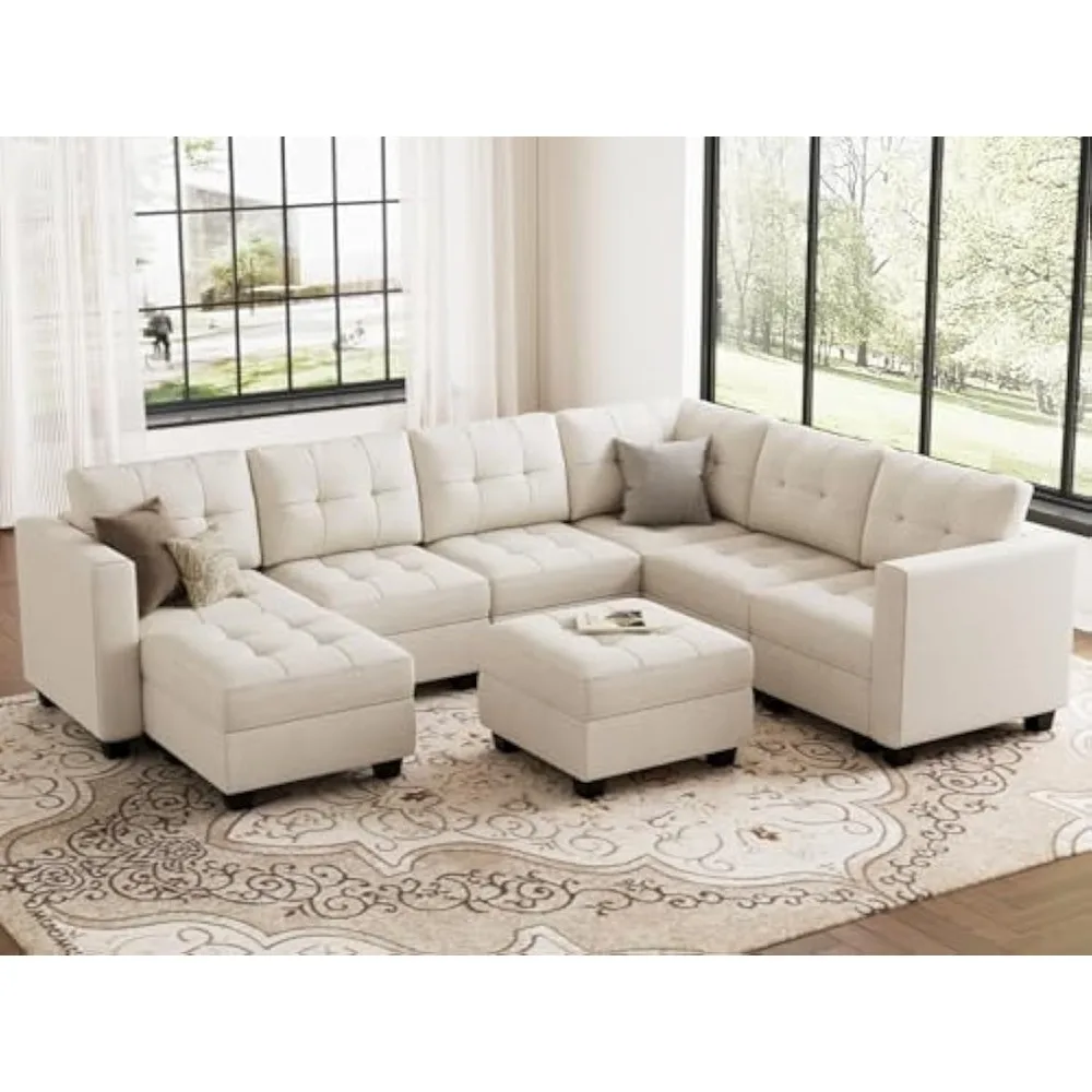 

U Shaped sectional sofa with Chaise Reversible, Oversized Modular Couch with Ottomans,Velvet Fabric Seats,Living Room Sofas.