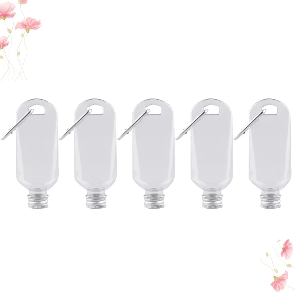 5 قطعة إعادة الملء السفر 30 مللي زجاجات الصابون السائل المحمولة مع هوك للشامبو غسل الجسم منظف الوجه زجاجات فارغة في الهواء الطلق