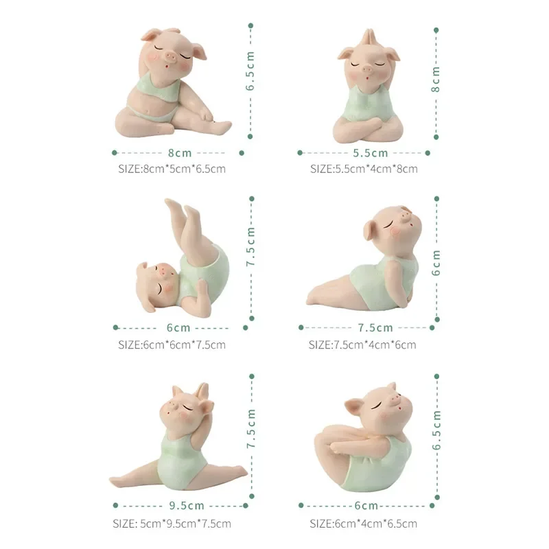 Mini Piglet Resin Sculpture Decor, Cute Pig Girl, Yoga Posture Statue, Home Office Ornament, Yoga Store Desk Gift, Party Decor