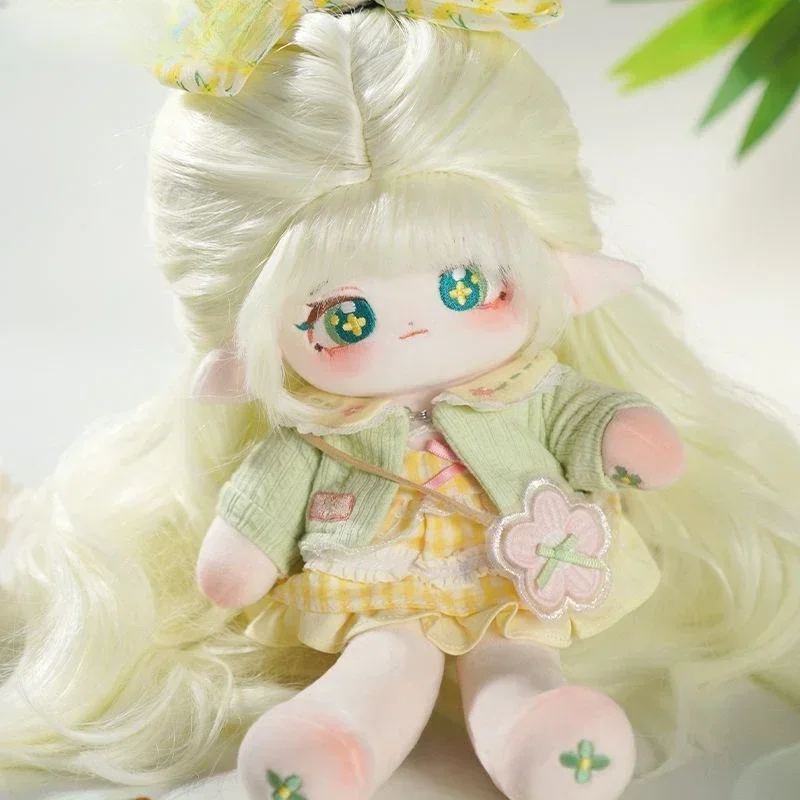 

Flower Elf Long Legged Special 20cm Cotton Doll Clothes Women's High Temperature Silk Wig