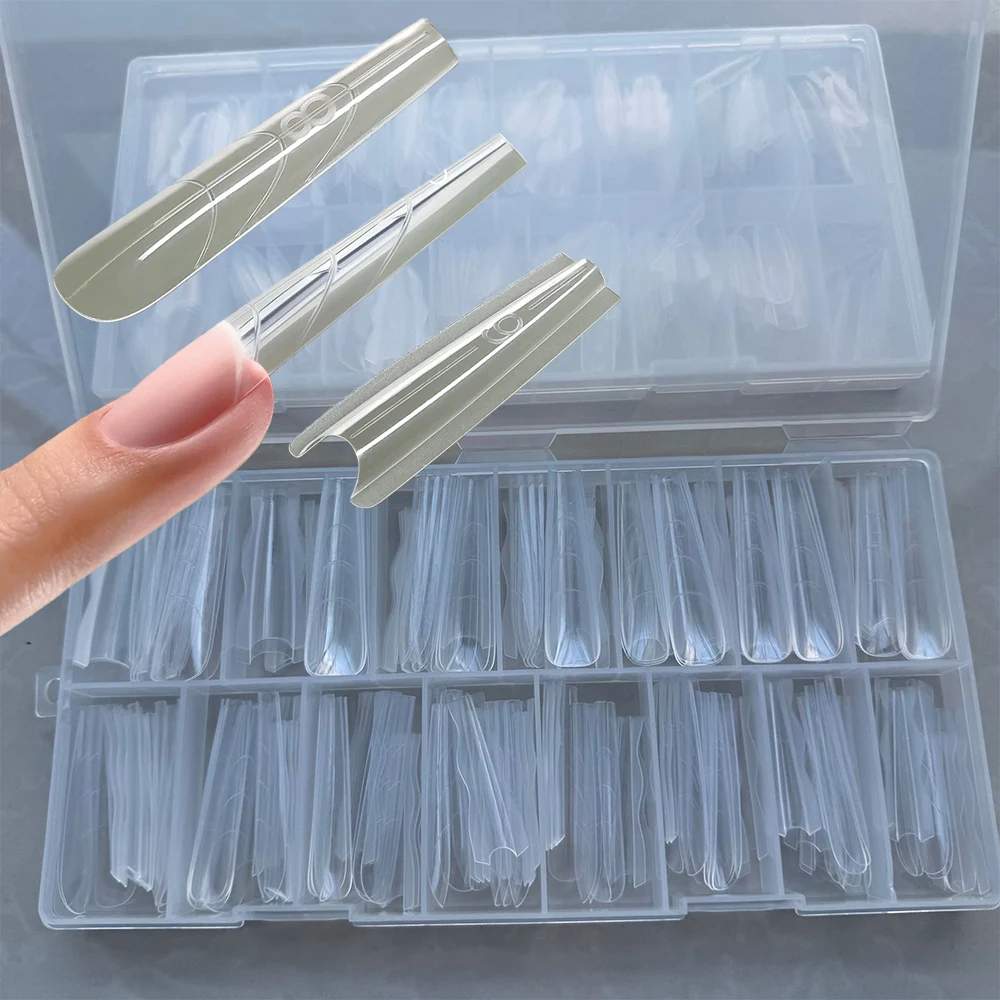 180 قطعة ساندويتش جديد مزدوج أشكال الأظافر 15 حجم قابلة لإعادة الاستخدام العلوي السفلي قالب التابوت اللوز مسمار الفن تمديد لبناء قوالب أظافر هلامية #6