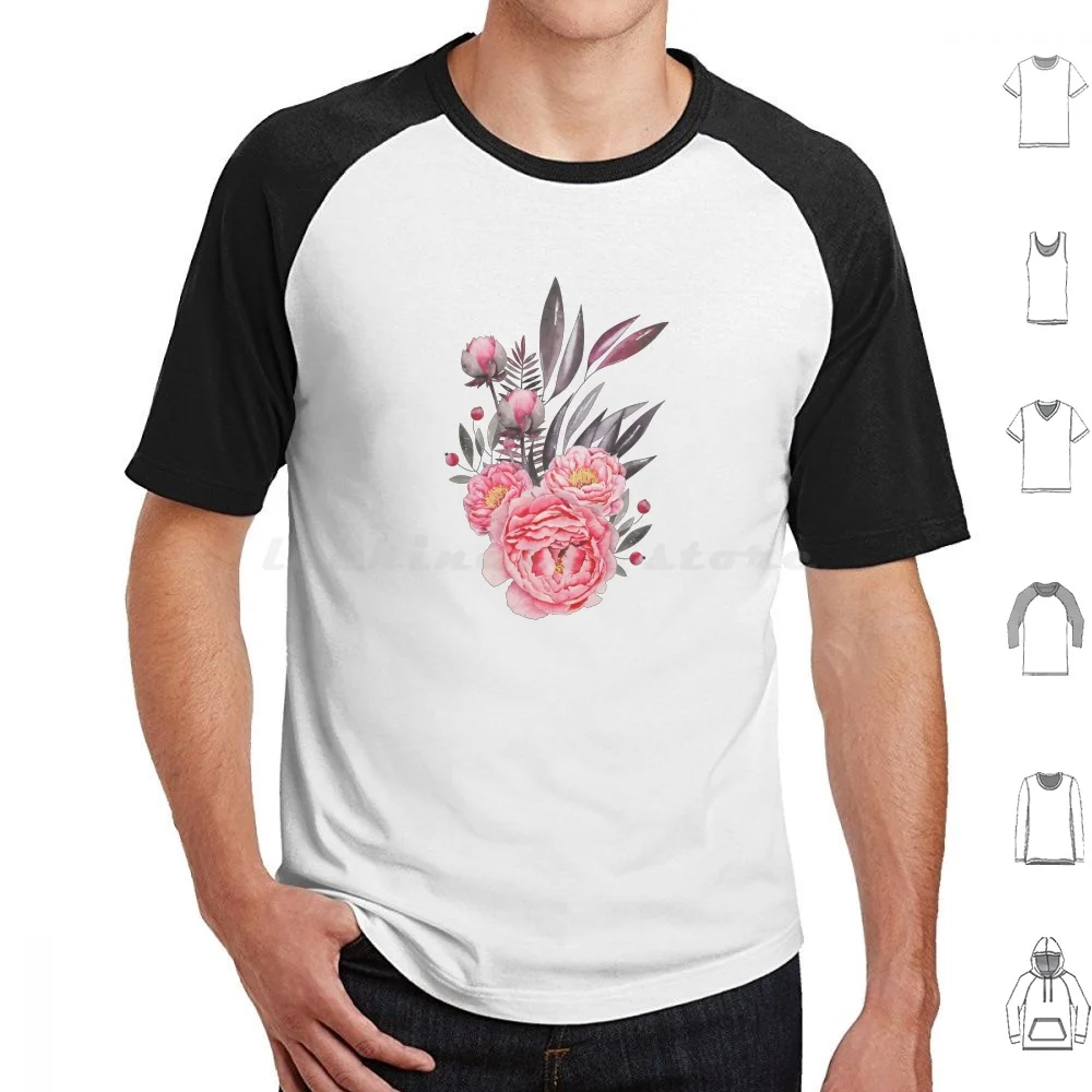 Peonies Bouquet T Shirt Cotton Men Women Diy Print Peony Peonies Watercolor Bouquet Floral Flower Flowers Romantic Romance