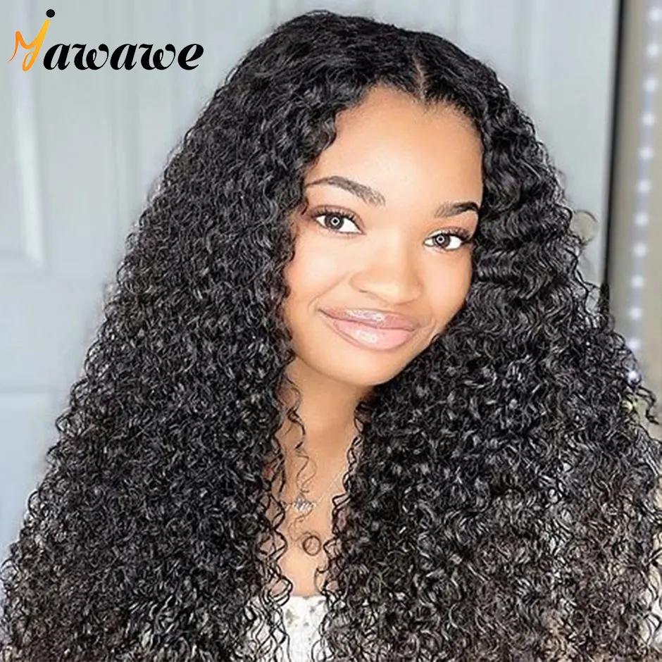 

preplucked Glueless Wig Human Hair Ready To Wear Kinky Curly Preplucked Lace Frontal Wigs For Women Curly HD Lace Wigs YAWAWE