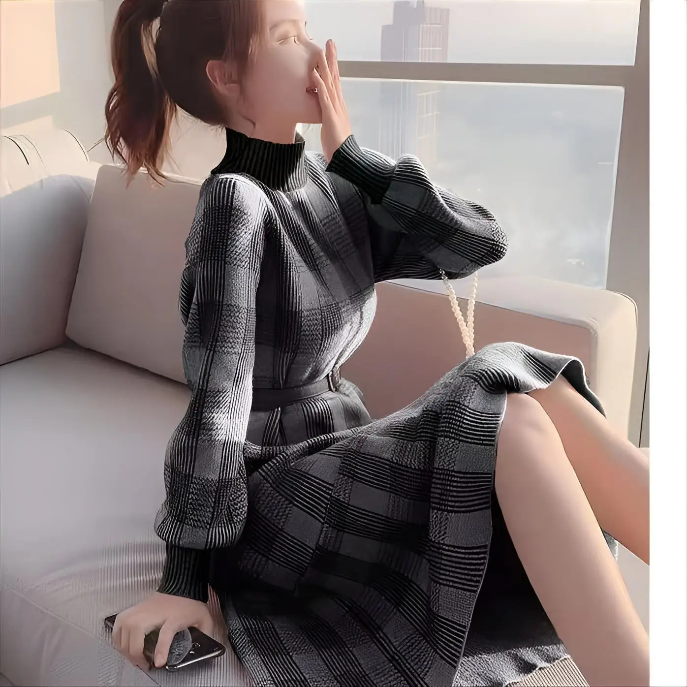 Knee Length Pullovers For Woman Sweaters Jumpers Women Charming Button-Decorated Loose Golf Youth Trendy Placket Front All-Match