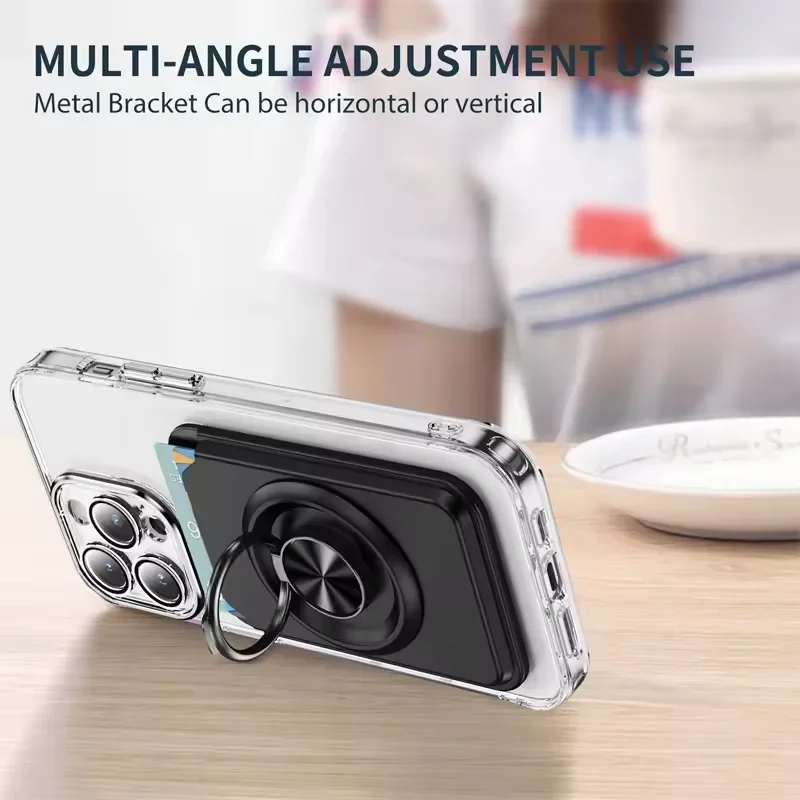 Uchwyt pierścieniowy Ypm360, odporny na wstrząsy, z obsługą MagSafe, etui portfelowe na iPhone 1714 13 15 Pro Max S25 S24 Ultra z uchwytem na karty.