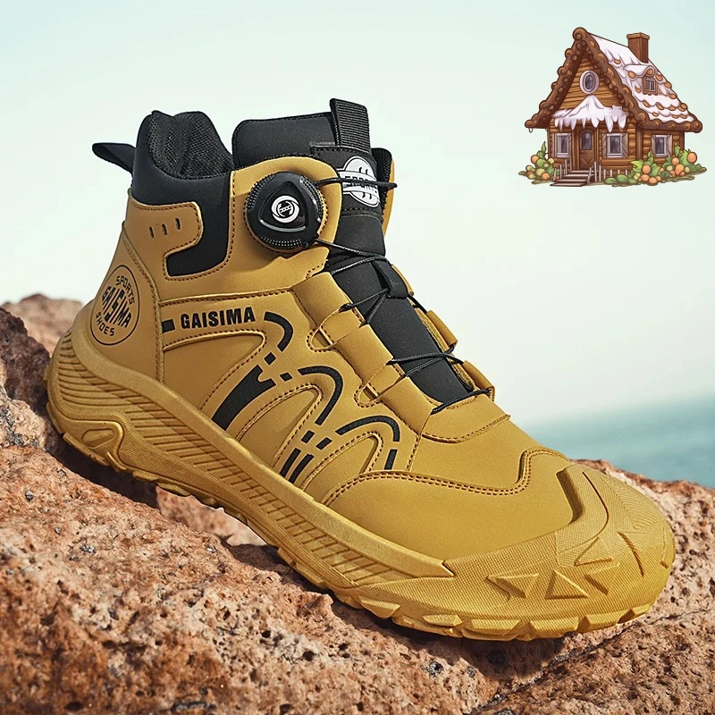 

Street Yellow Men's Biker Boots Fashion Design Knob Motorcycle Boots Men British Style Casual Outdoor Leather Ankle Boots Man