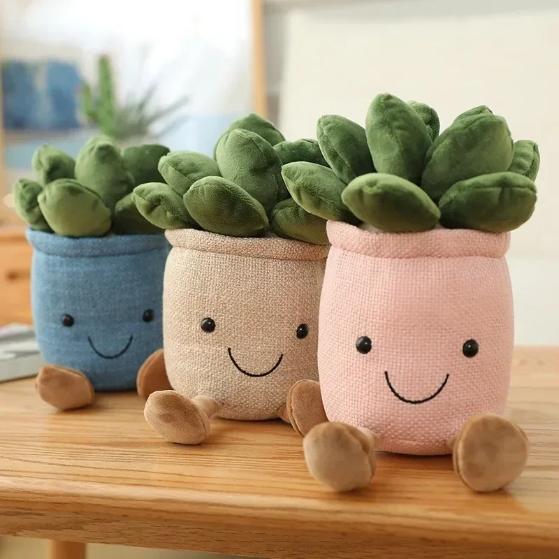 Fashion Cute Home Ornament Succulent Plants Plush Stuffed Toys Living Room Decoration Creative Potted Pillow for Girls Kids Gift