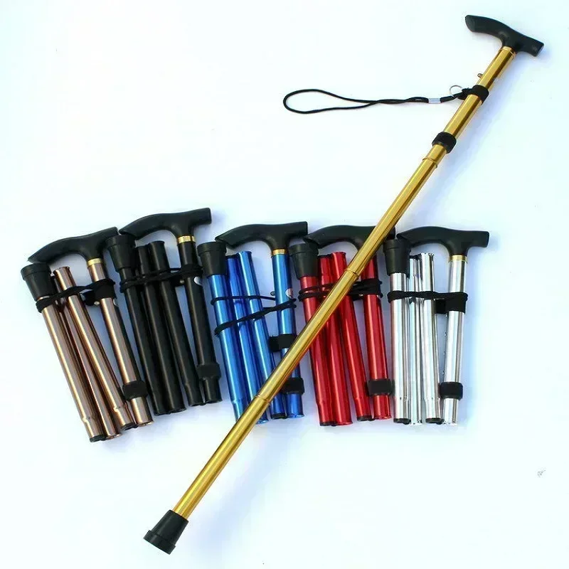 Trekking Climbing 3-folded Rod Old Poles. Pole Hiking Folding Walking Sticks Man Aluminum Self Defense Stick Alpenstock Camping