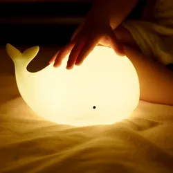 Night Light 7-color Cute Whale Animal Silicone USBRechargeable Nightlights Room Decorations Table LED Lamp Gifts For Children