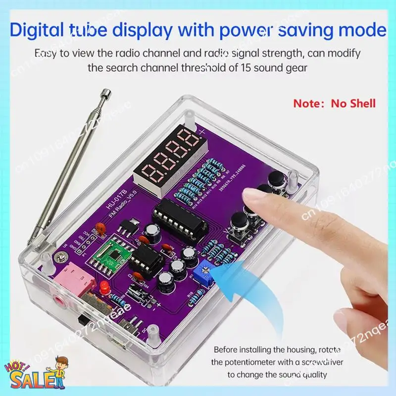 N08R Multifunction Radio DIY Kit 87-108Mhz FM Adjustable Radio DIY Module LED Digital Display Volume Adjustable No Shell
