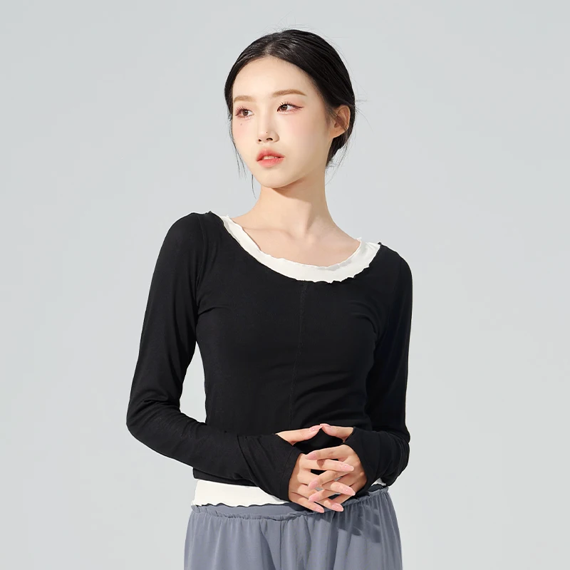 Women's Long Sleeve Dance Top, Chinese Classical Ballet Practice Wear, Elegant Performance Gymnastic Clothing for Women