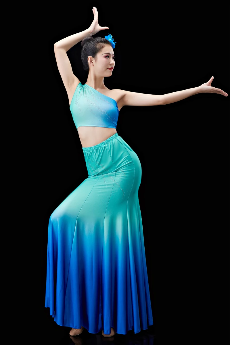 Dai Dance – Costumes folkloriques chinois Hmong pour femmes et filles, vêtements de danseuse de paon, jupe traditionnelle en queue de poisson, spectacle sur scène de paon