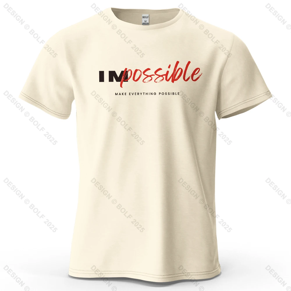 2026 Im Possible Inspirational Graphic White T-Shirt Oversized Soft Cotton Casual Tops Daily Outdoor Men Women Unisex