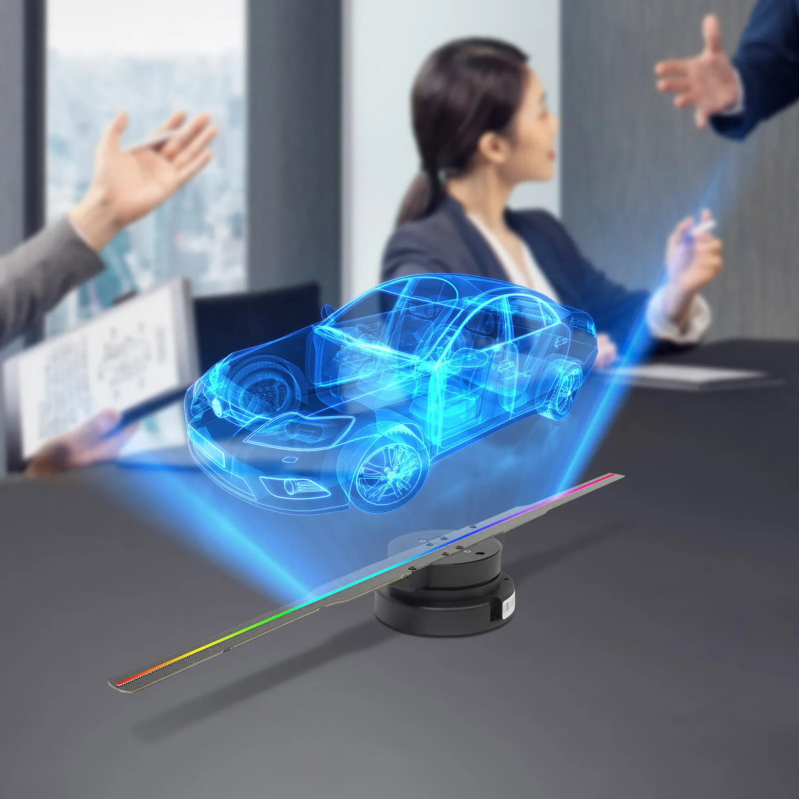 

P50 3D голограмма проектор вентилятор Wi-Fi управление приложением светодиодный дисплей знак рекламная машина индивидуальный логотип плеер настенный монтаж