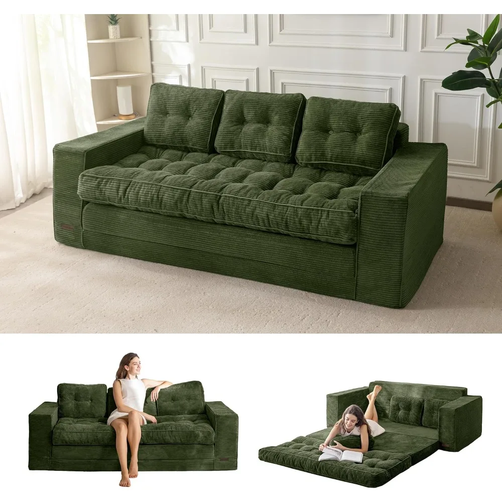 

Convertible Sofa Bed, Pull-out Three-seater Sofa Bed, 2-in-1 3-fold Sofa Bed, with Backrest Pillows