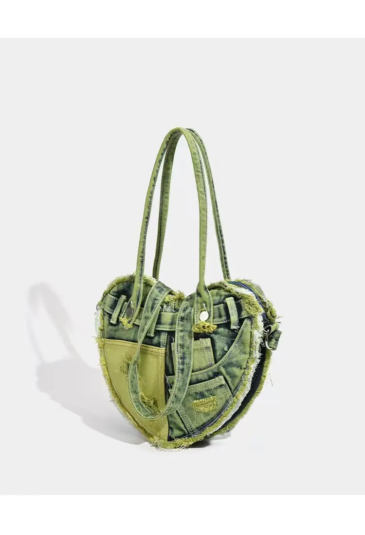 2026 Guangzhou Factory Sale Vintage Denim Backpack Handbag Denim Tassel haped Handbag