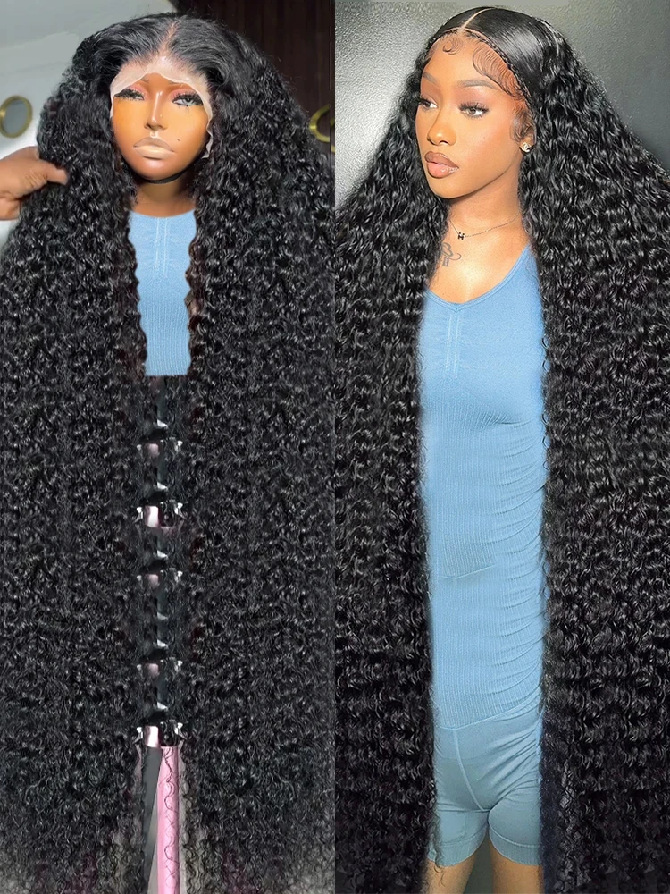 

Glueless Kinky Curly Wig Human Hair 13x6 HD Lace Frontal Wigs Water Wave Preplucked 13x4 Lace Front Curly Wigs 30 Inch For Women