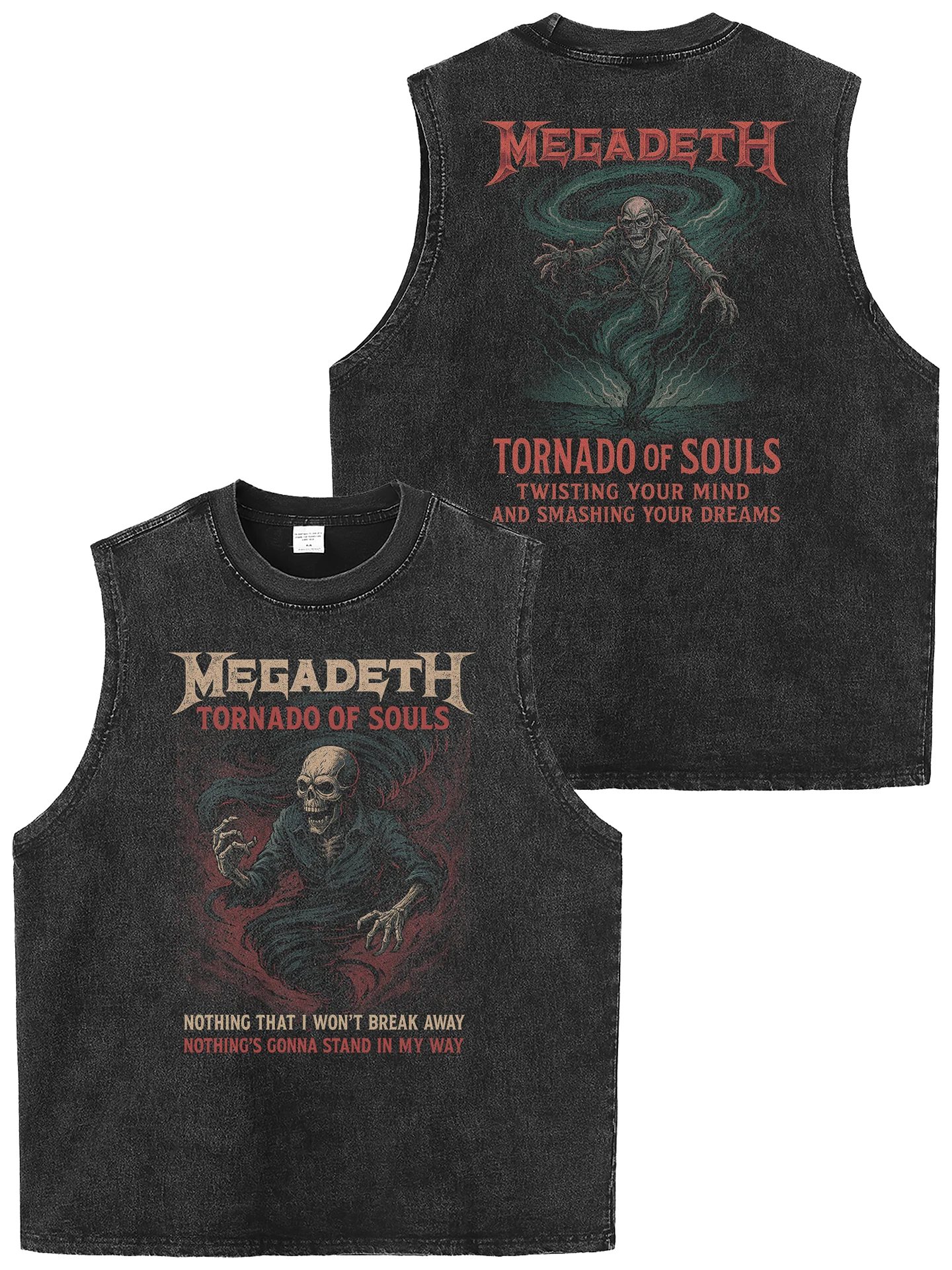 Retro Washed Rock Band Heavyweight American Dark Style Loose Sleeveless T-Shirt Shoulder Vest Unisex Breathable Cotton Casual...
