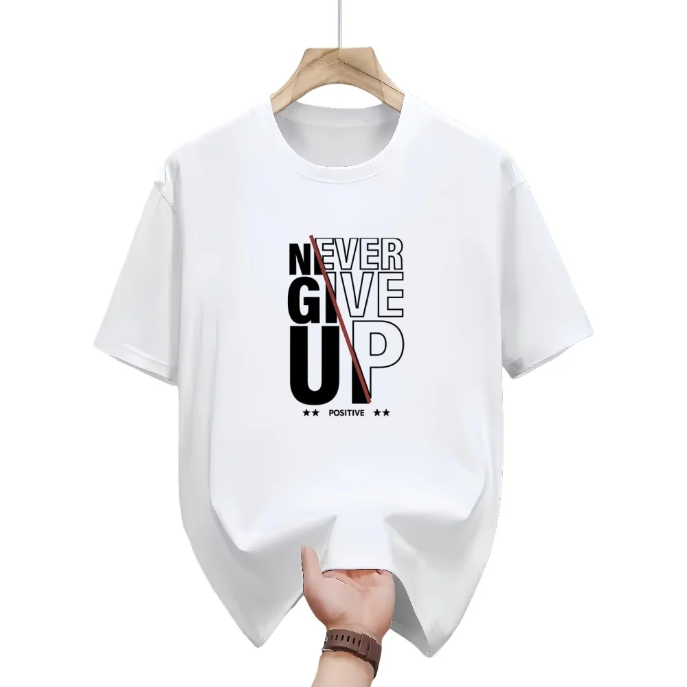 

Men's 'Positive' Monogram Print T-Shirt Never Give Up Fashion Letter Graphic Casual Short-Sleeved Comfortable Top Goth T-shirts