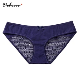 DOBREVA Women's Cotton Lace Back Hipster Panties Low Rise Sexy Underwear Transparent Black Navy