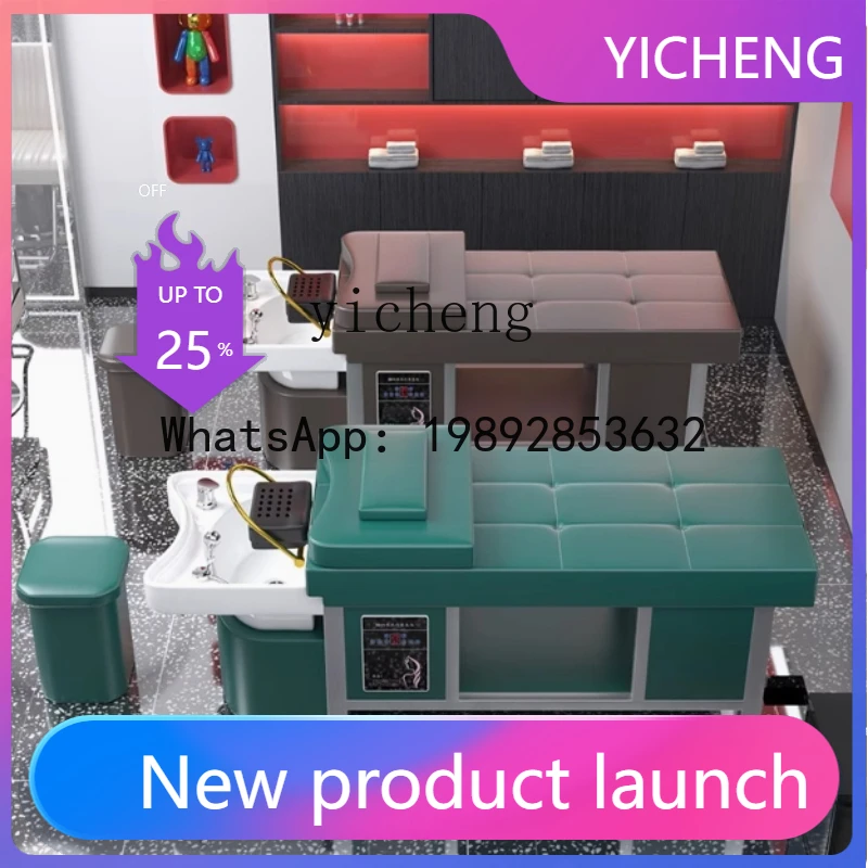 ceramic basin steel frame shampoo bed water circulation fumigation head treatment bed barber shop hair salon beauty salon