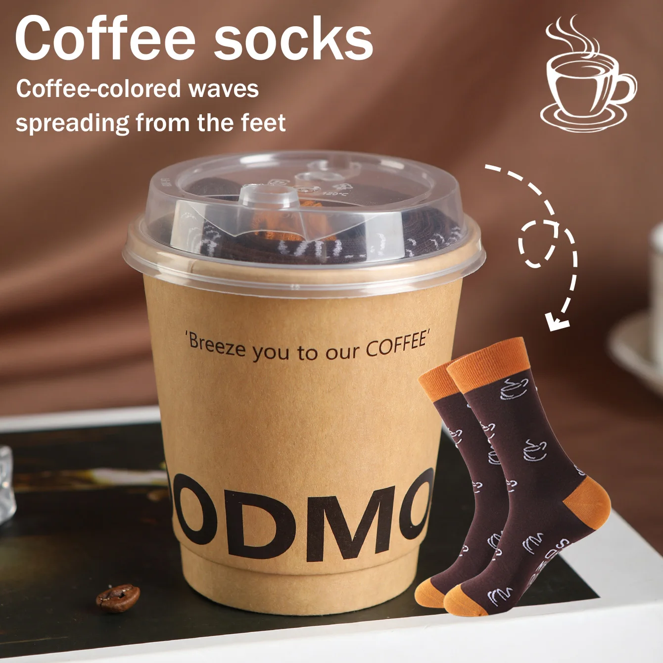 1 Paar mittelhohe Herrensocken, geeignet für Männer und Frauen, neuartige und lustige bunte Geschenkbox-Socken für Kaffeetassen, europäischer und amerikanischer Modetrendstil, bequem und atmungsaktiv,
