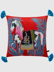 Square Velvet Throw Pillow Covers, Decorative Soft Pillow, Vintage French Pillowcase, Animal Tiger, Couch, Bed, Sofa, 60cm