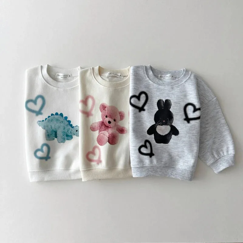 2024 Autumn New Baby Cute Cartoon Print Sweatshirt Children Loose Pullover Boys Girls Long Sleeve Tops Infant Casual Sweatshirt