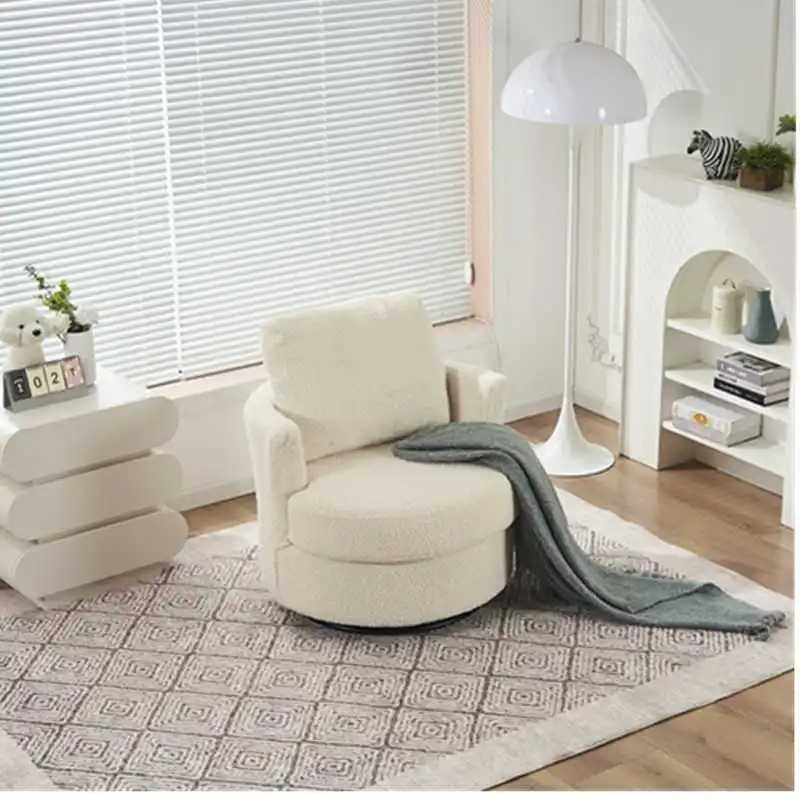 Teddy Swivel Armchair with Back Cushion Pillow Thick Foam Pad