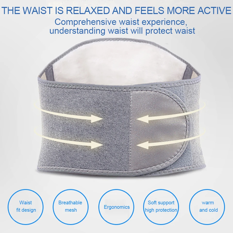 1PCS Adjustable Winter Thicken Waist Back Belt Warm Uterus Lumbar Support Unisex Stomach Fleece Pressure Brace Waist Gear