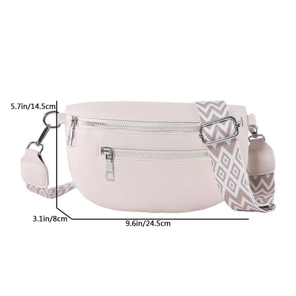 Half Moon Bag High Quality PU Leather Retro Banana Bag Women Chest Bags Waist Fanny Pack Sling Crossbody Commuting Shoulder Bag