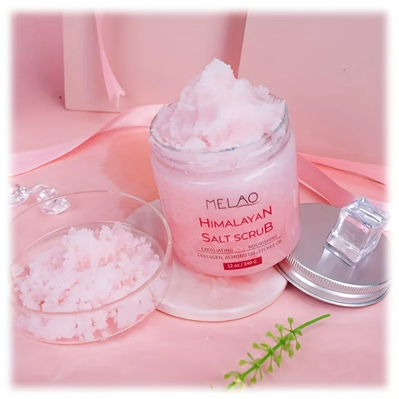 MELAO Himalayan Salt Scrub Face Foot & Body Exfoliator Infused with Collagen and Stem Cell Exfoliating Salt Body Scrub