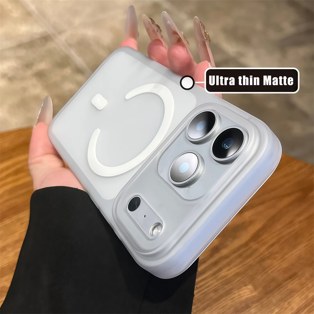 حافظة مغناطيسية غير لامعة بلون الحلوى لهاتف Magsafe لهاتف iPhone 17 Air 16 15 Plus 14 13 Pro Max غطاء شفاف رفيع للصدمات